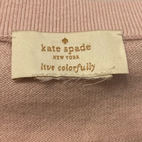 Kate Spade New York Pink Black Polka Dot Crew Neck Sweater - Picture 3 of 3